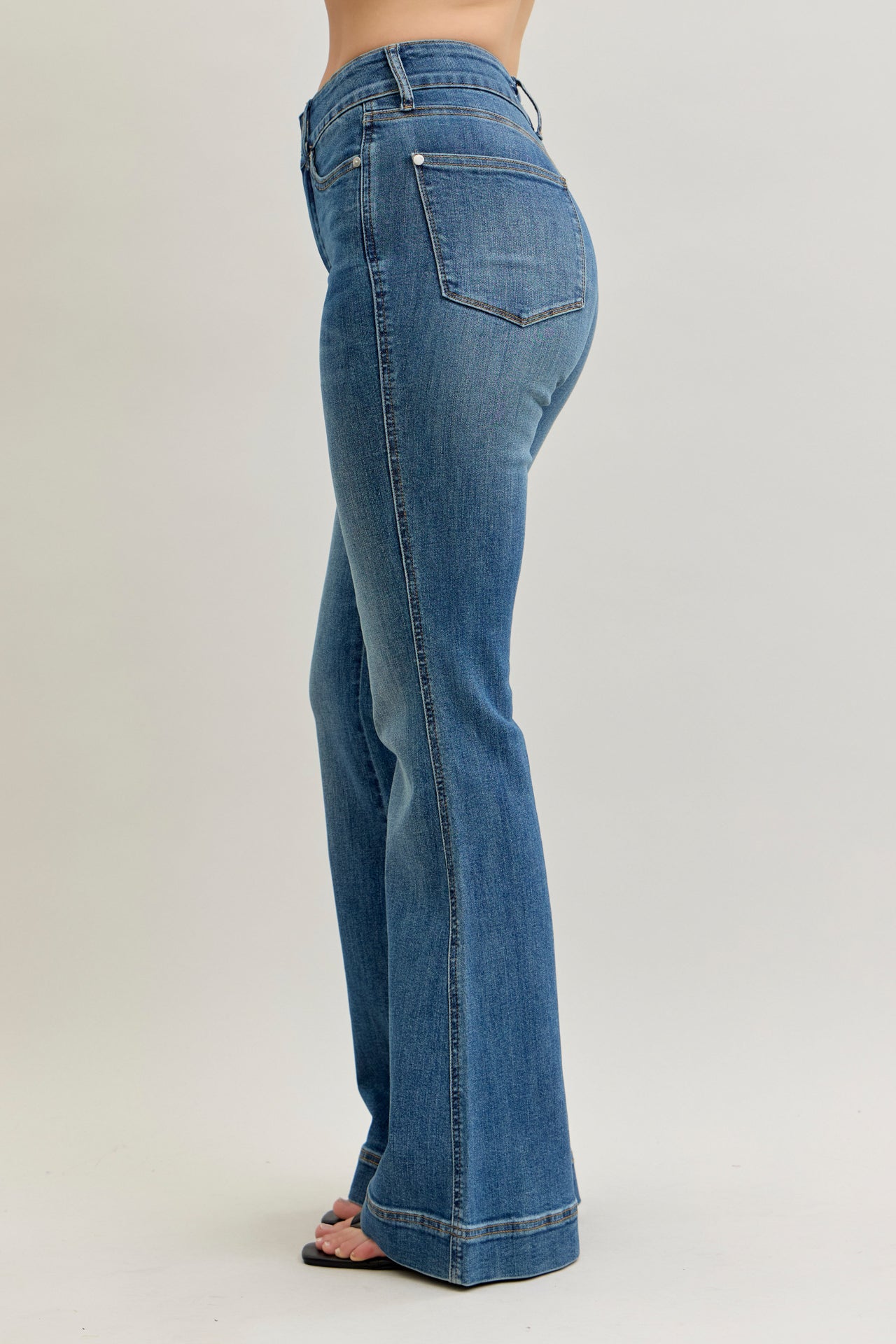 Annie Judy Blue Double Button Flare Tummy Control Jean