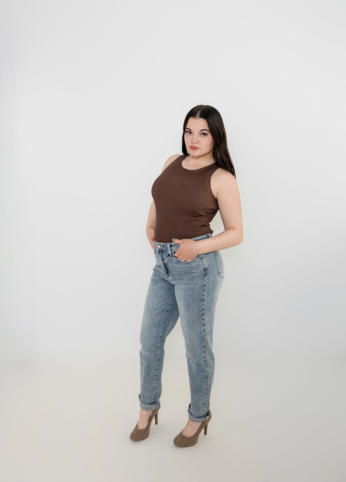 Marley Boyfriend Cut Vintage HW Wash Double Roll Cuff