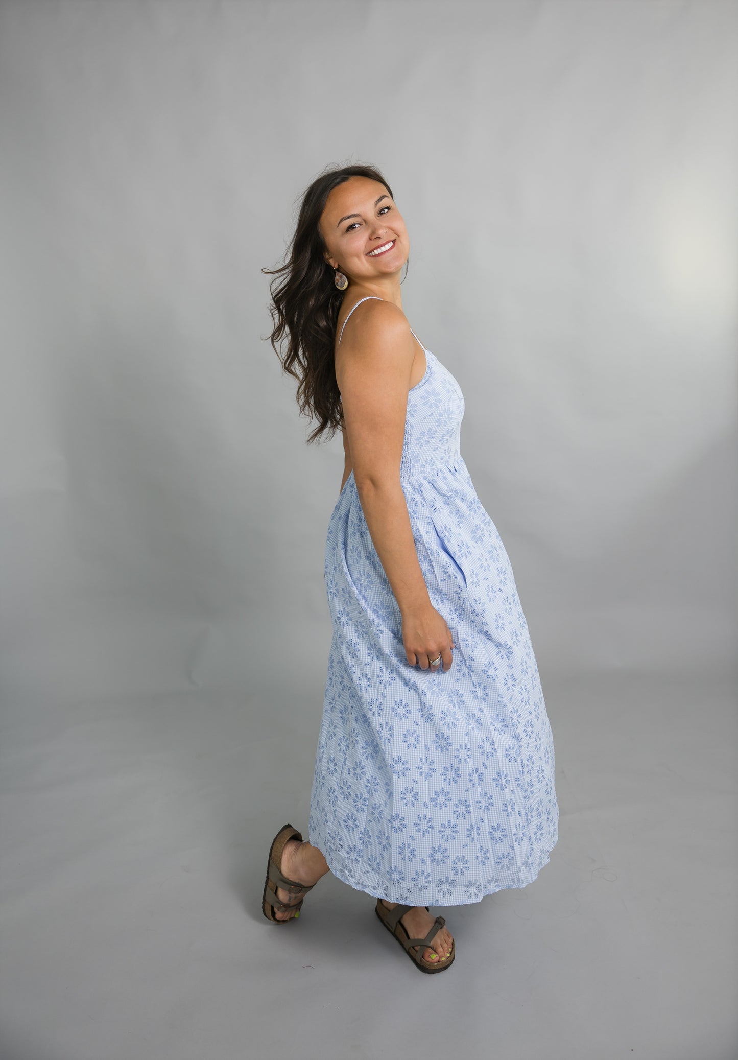 Gianna Floral Gingham Midi Dress