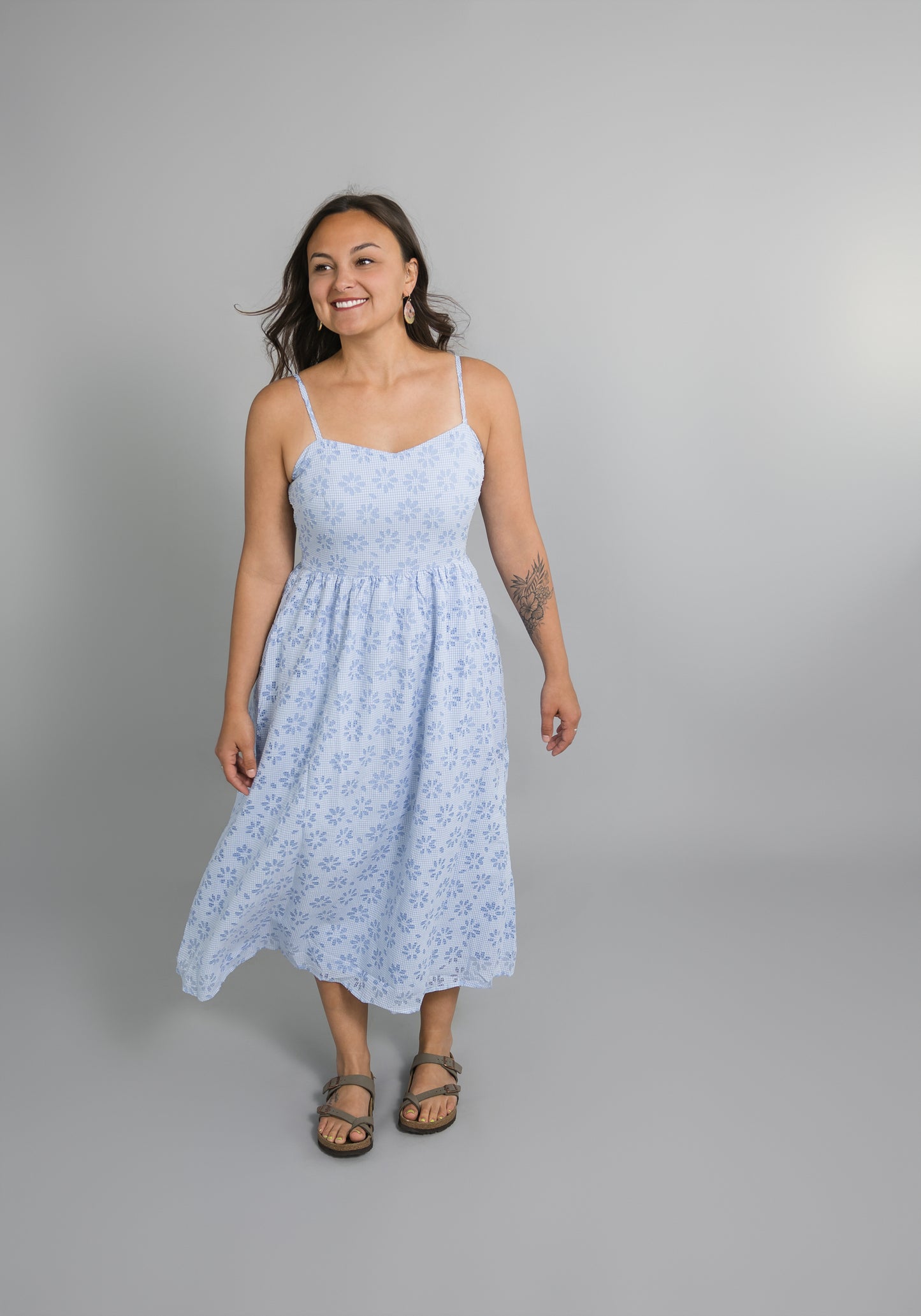 Gianna Floral Gingham Midi Dress