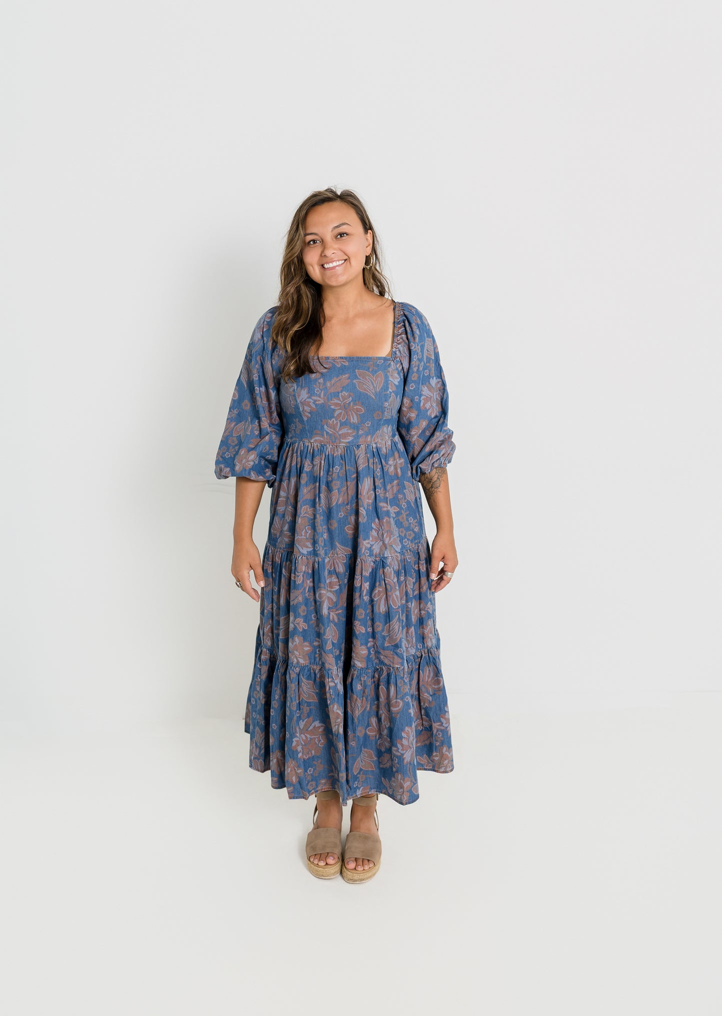 Nicole Denim Floral Dress