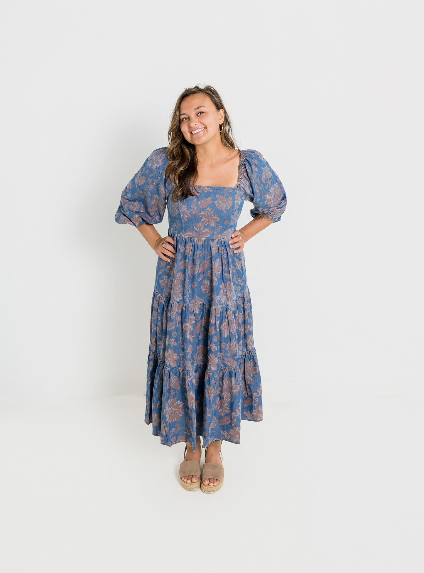 Nicole Denim Floral Dress
