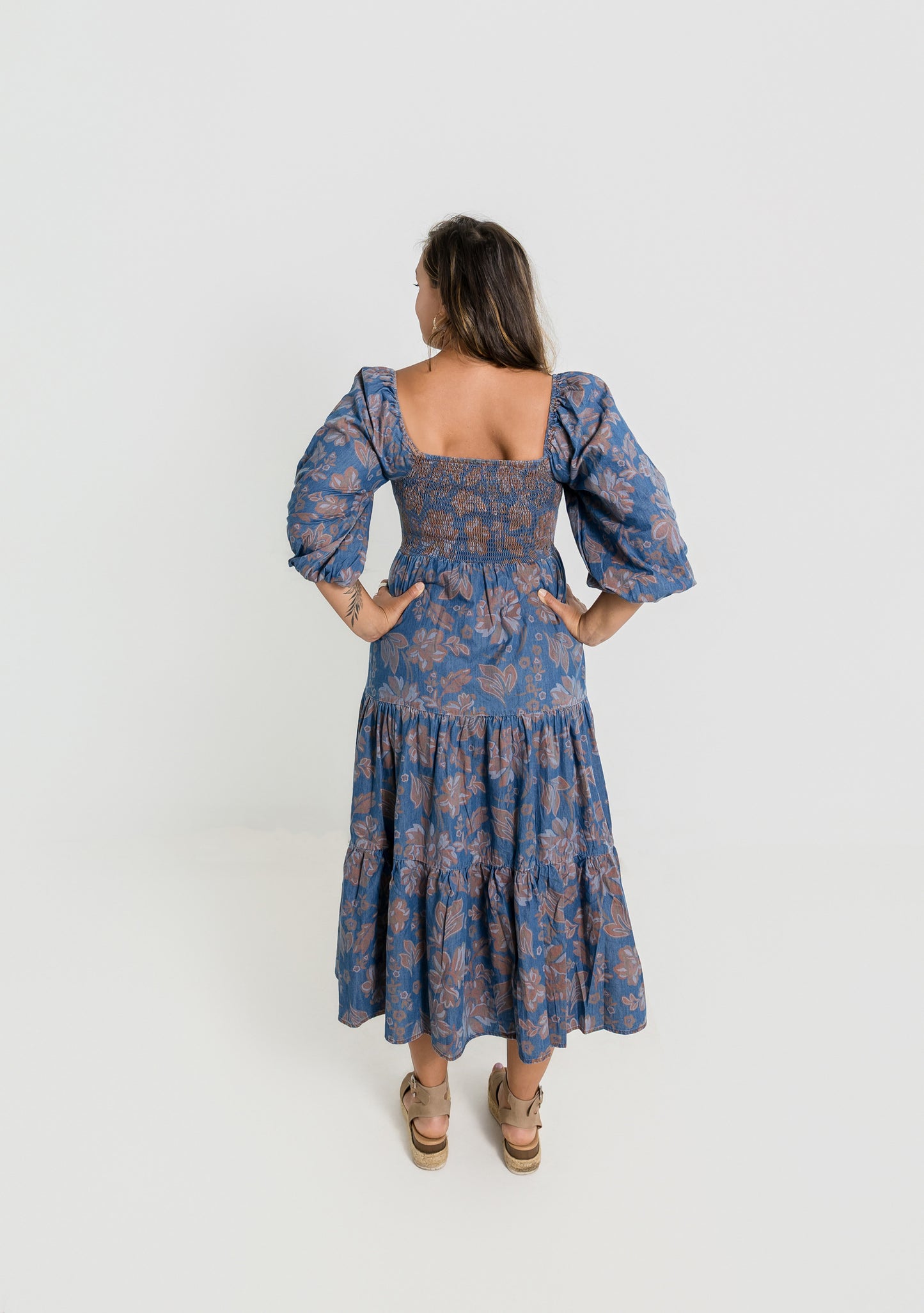 Nicole Denim Floral Dress
