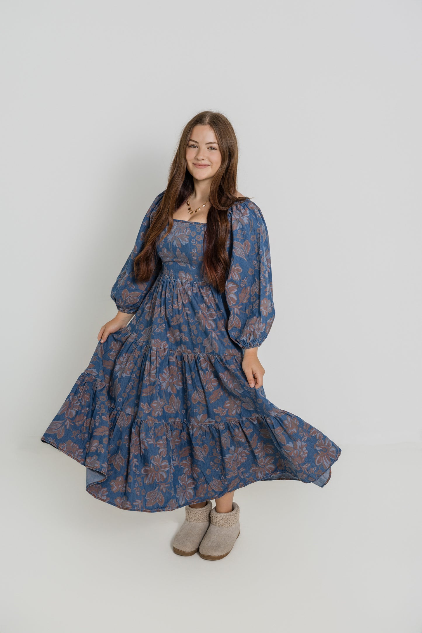 Nicole Denim Floral Dress