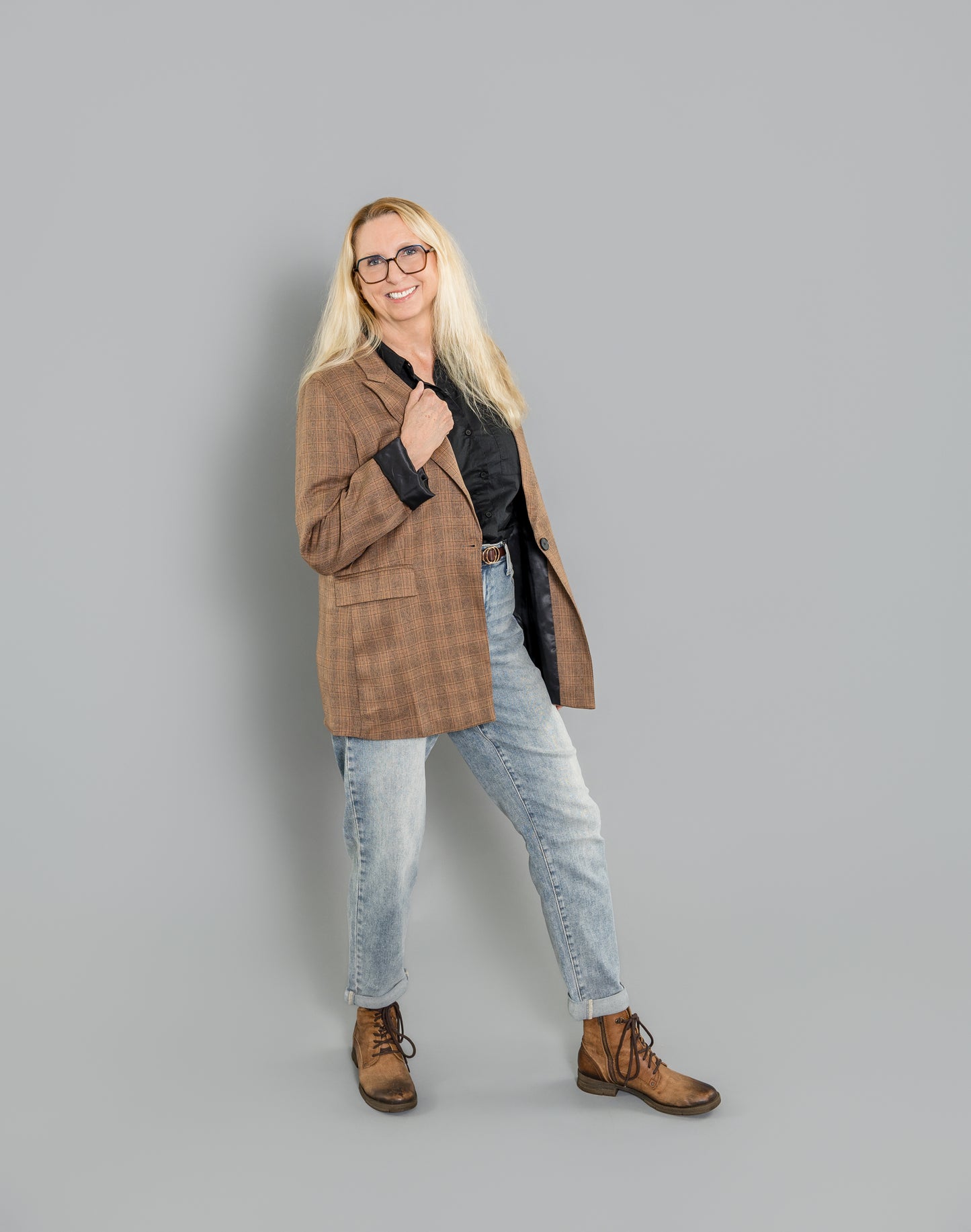 Fall Light Weight Plaid Blazer