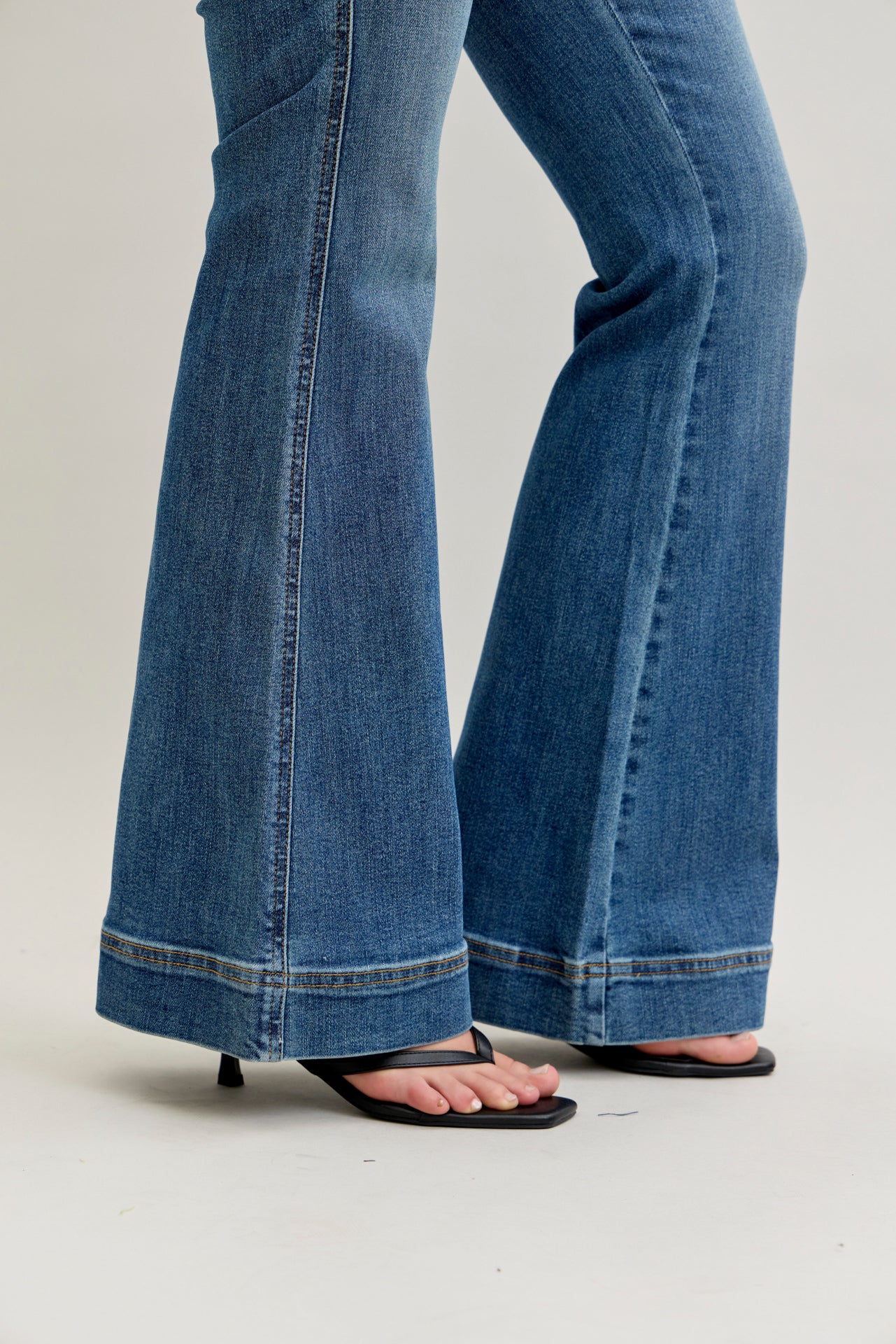 Annie Judy Blue Double Button Flare Tummy Control Jean
