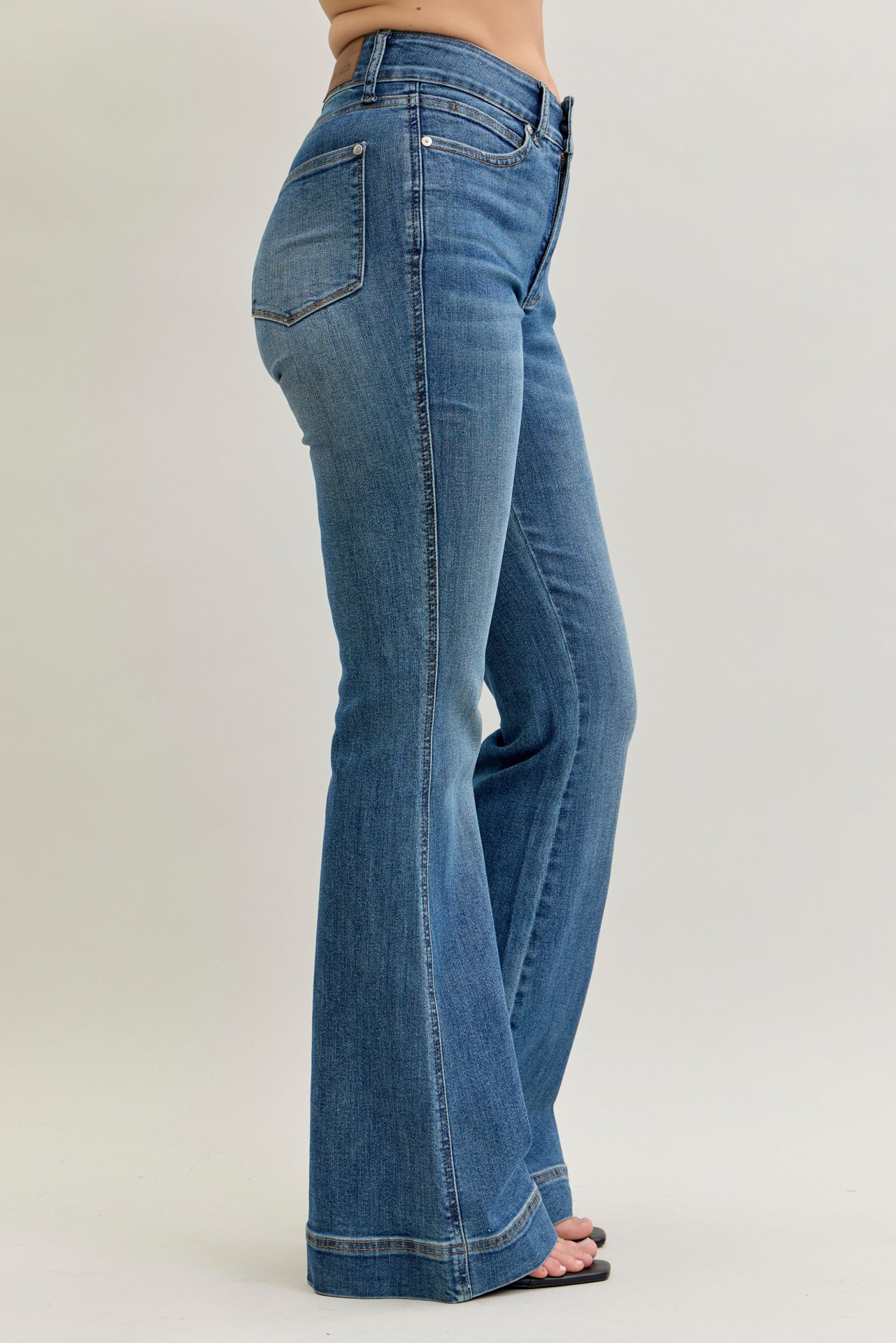 Annie Judy Blue Double Button Flare Tummy Control Jean