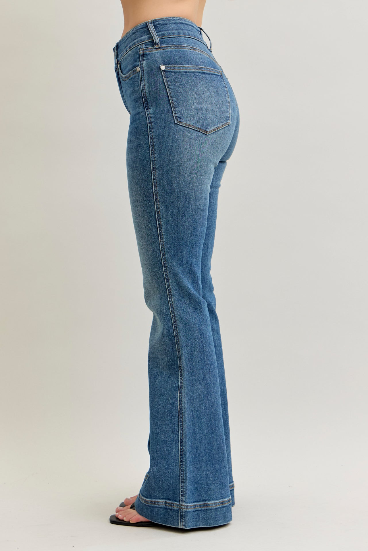 Annie Judy Blue Double Button Flare Tummy Control Jean
