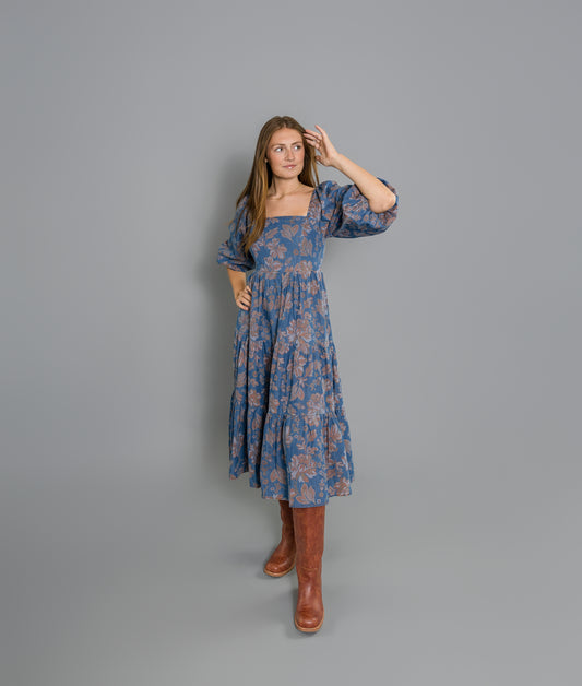 Nicole Denim Floral Dress