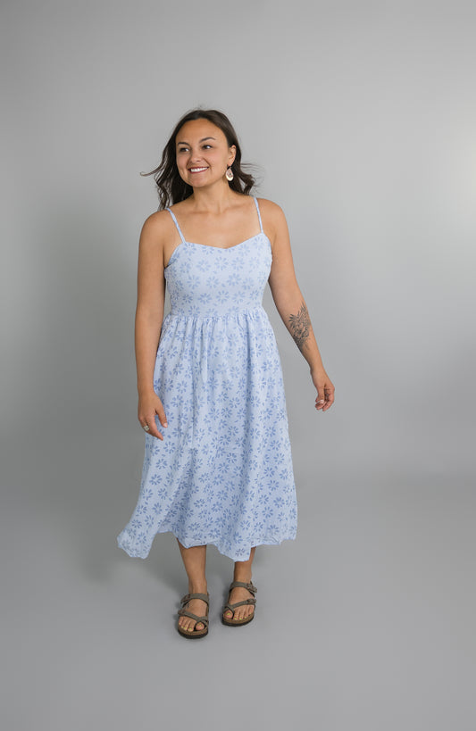 Gianna Floral Gingham Midi Dress