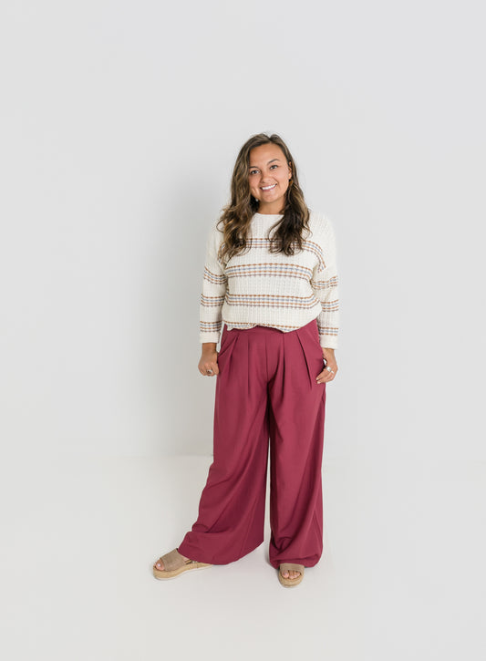 Begging for Burgundy Pleated Trouser
