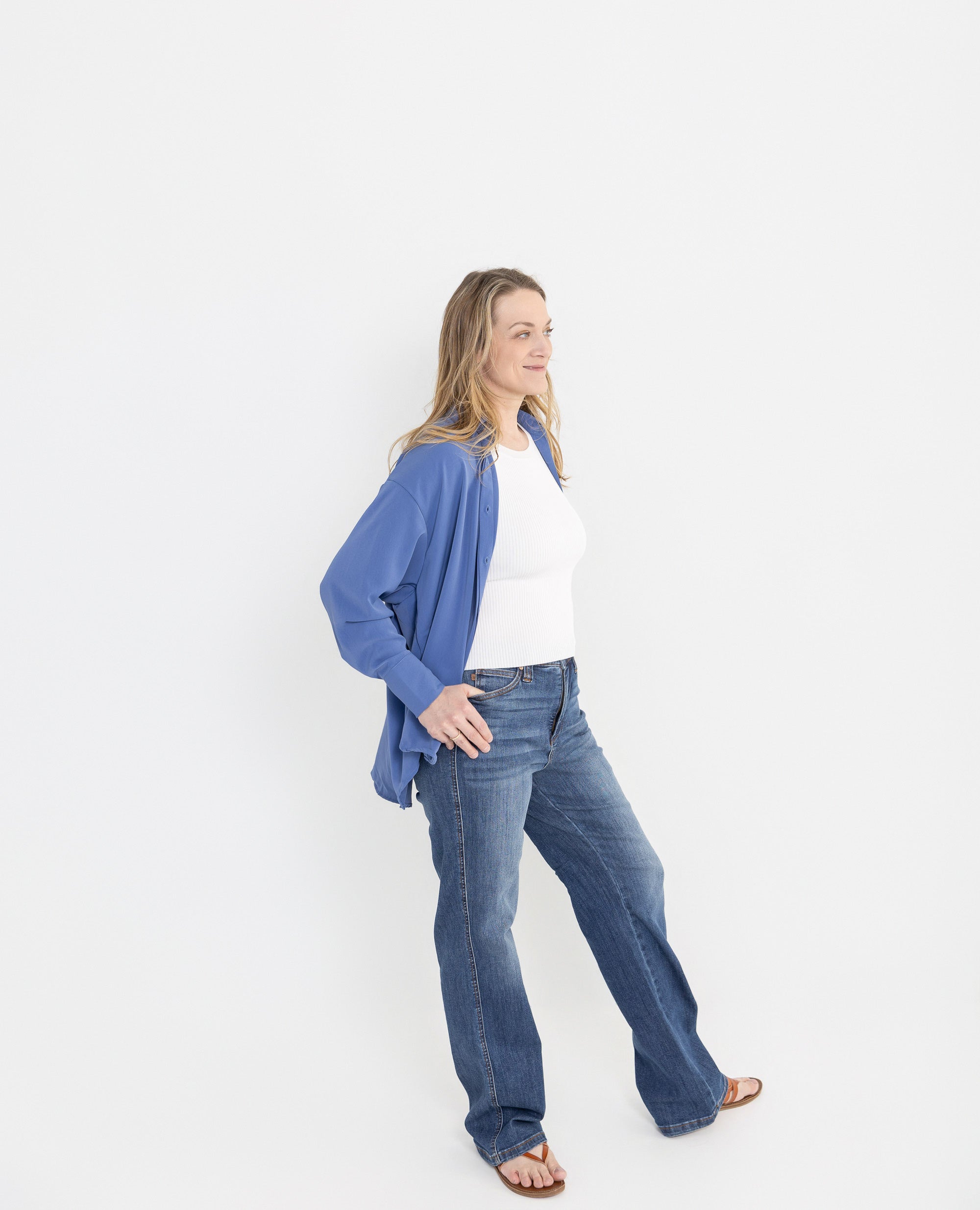 Elana Silky Oversized Button Down