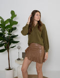 Vegan Leather Ruffled Mini Skirt