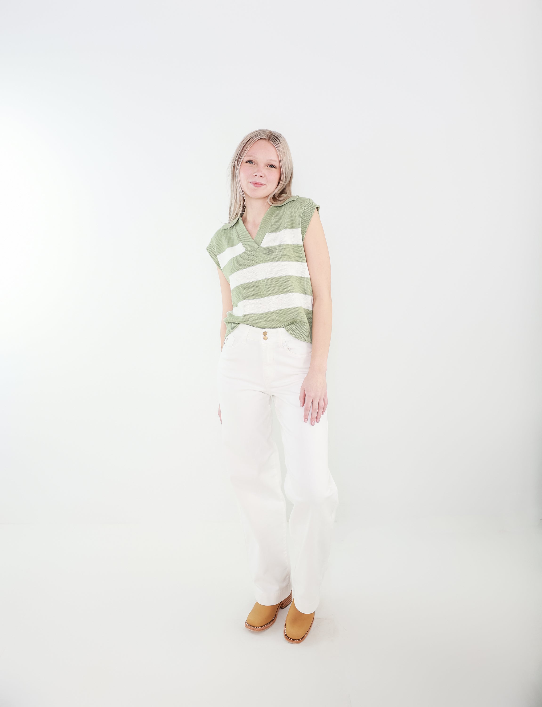 Daylight Judy Blue White Wide-leg Jean