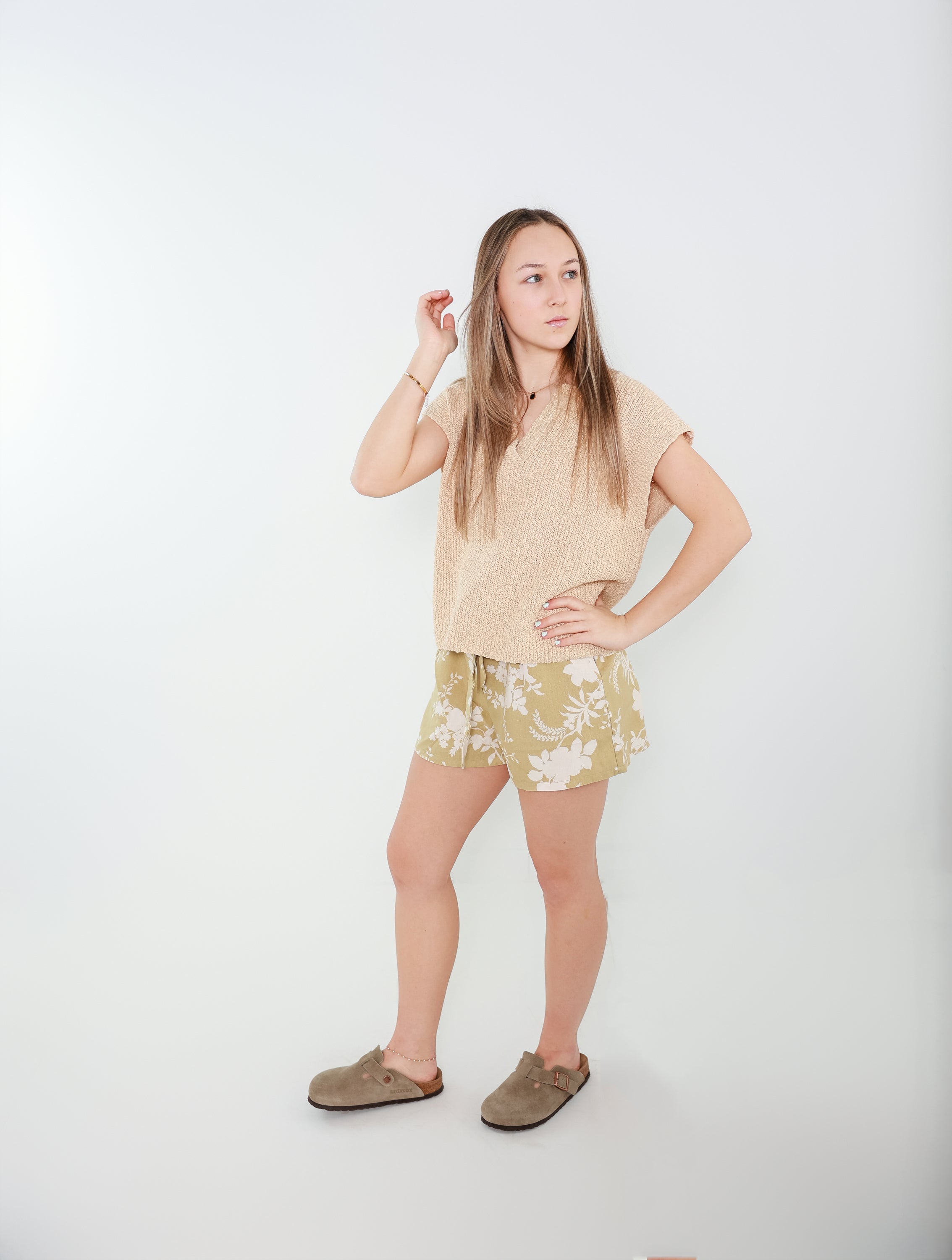 Floral Print Linen Shorts