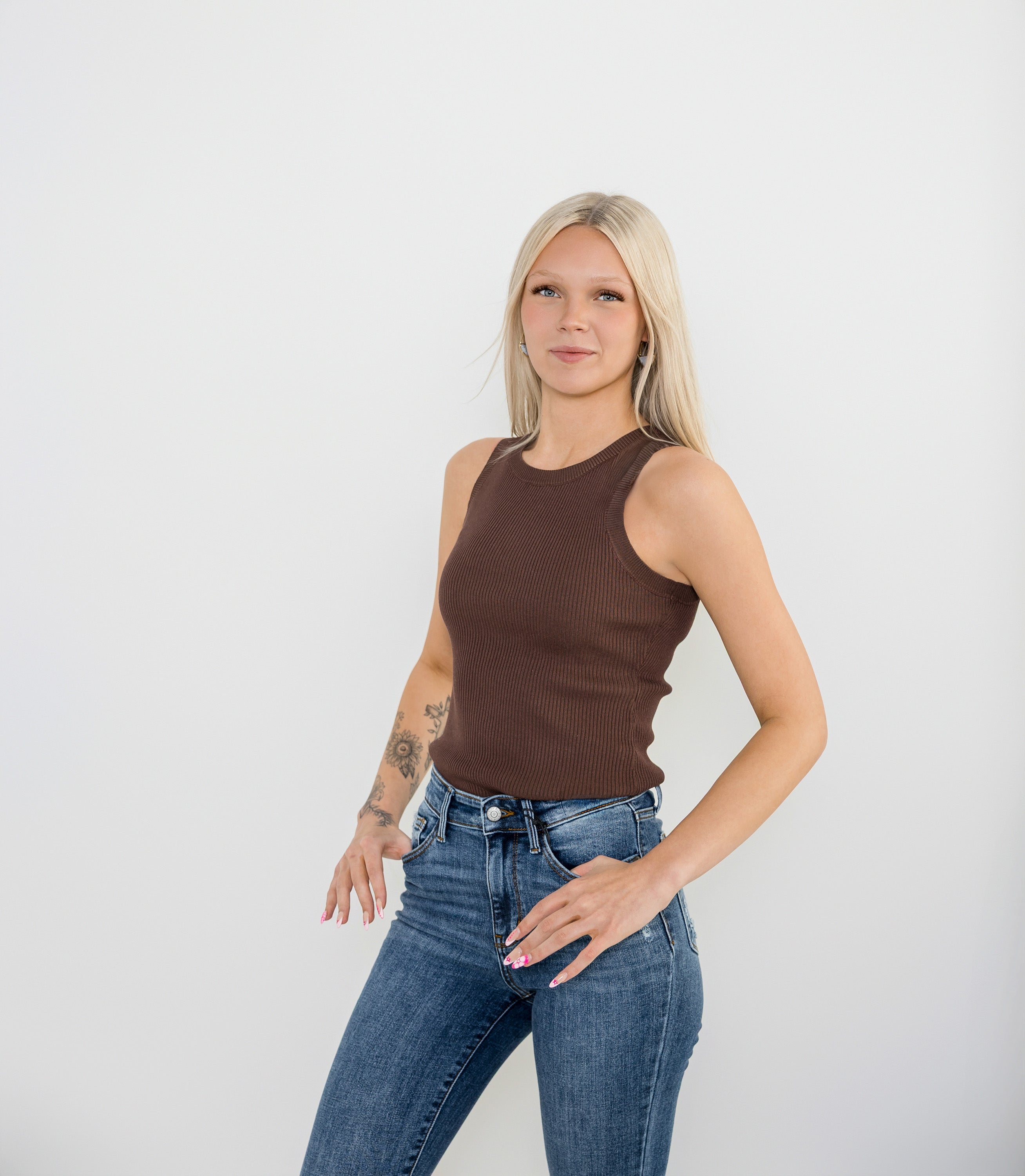 Round Neck Sweater Knit Tank top