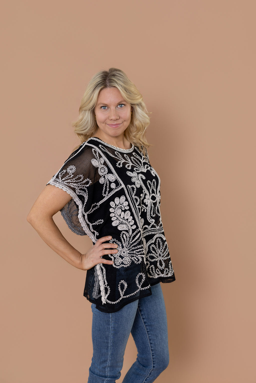 Audrey Embroidered Crochet Top