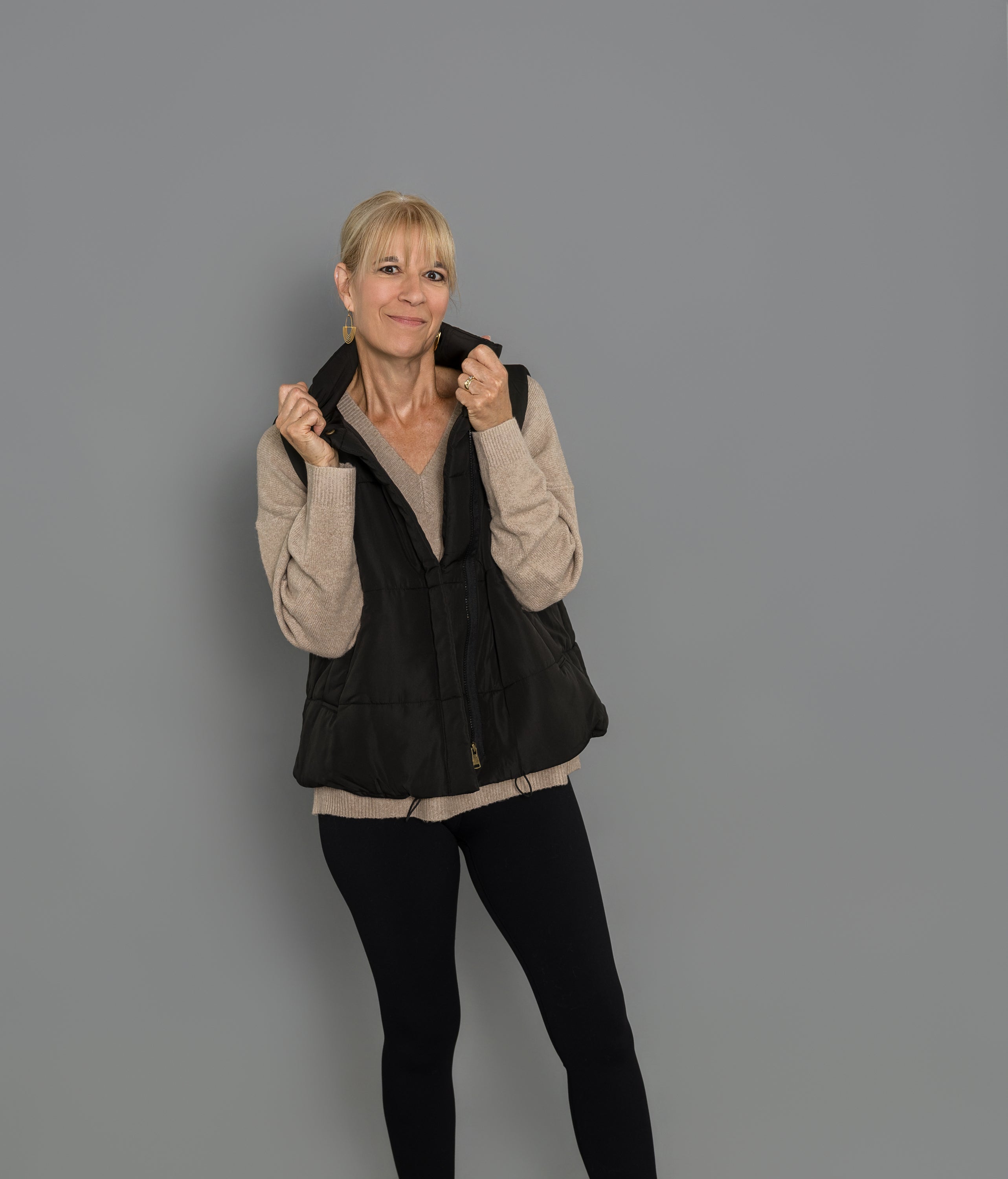 Solid Zip Puffer Vest