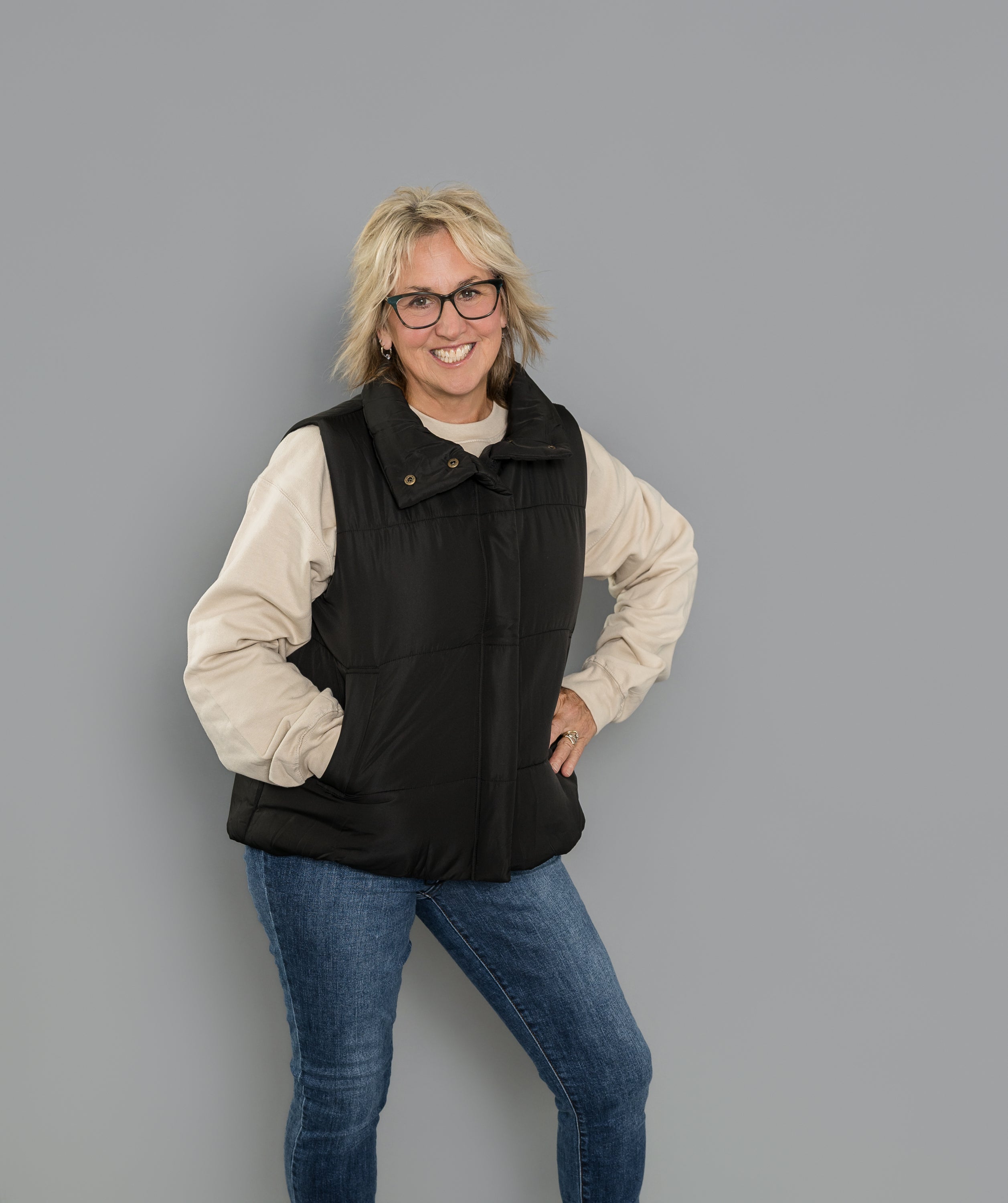 Solid Zip Puffer Vest