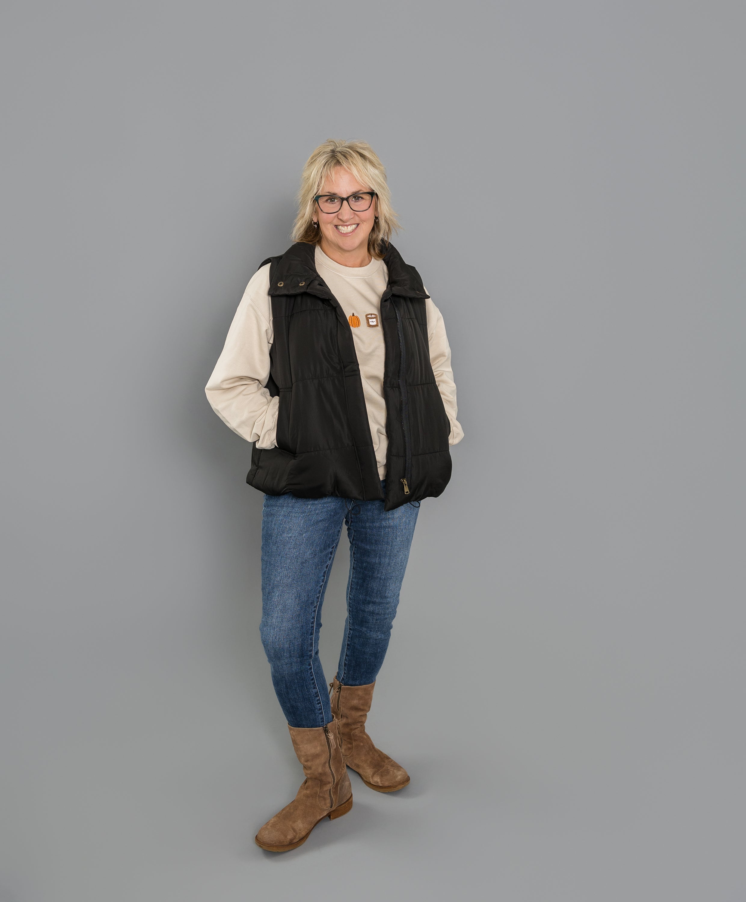 Solid Zip Puffer Vest