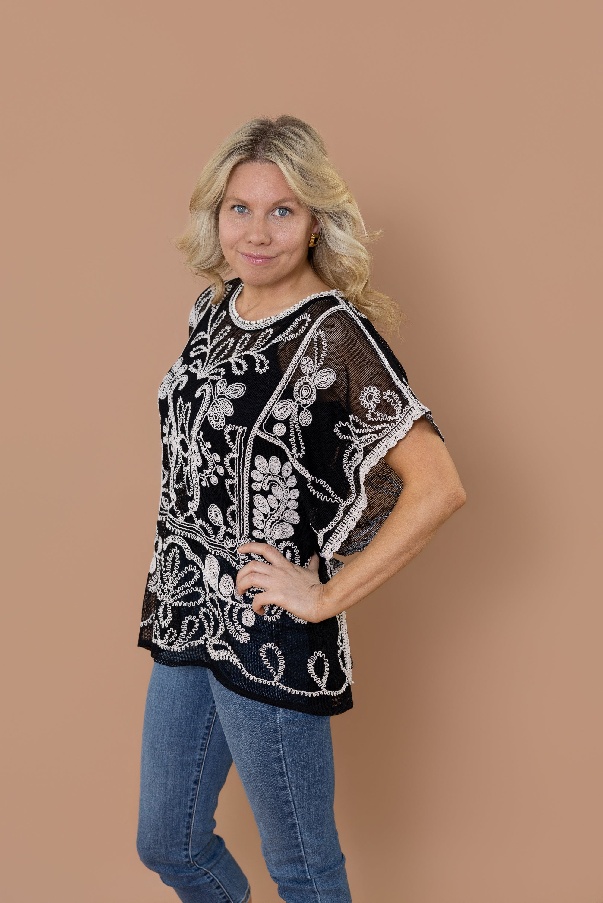 Audrey Embroidered Crochet Top